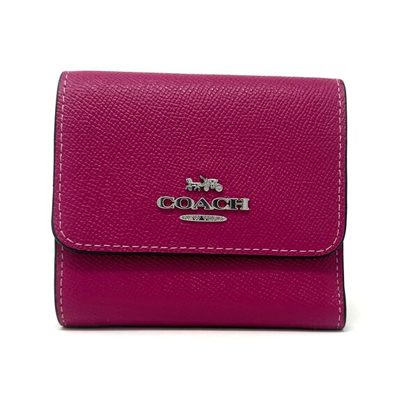 Coach Small Trifold Wallet	in Cerise Pink Leather CF427 - Picture 1 of 5